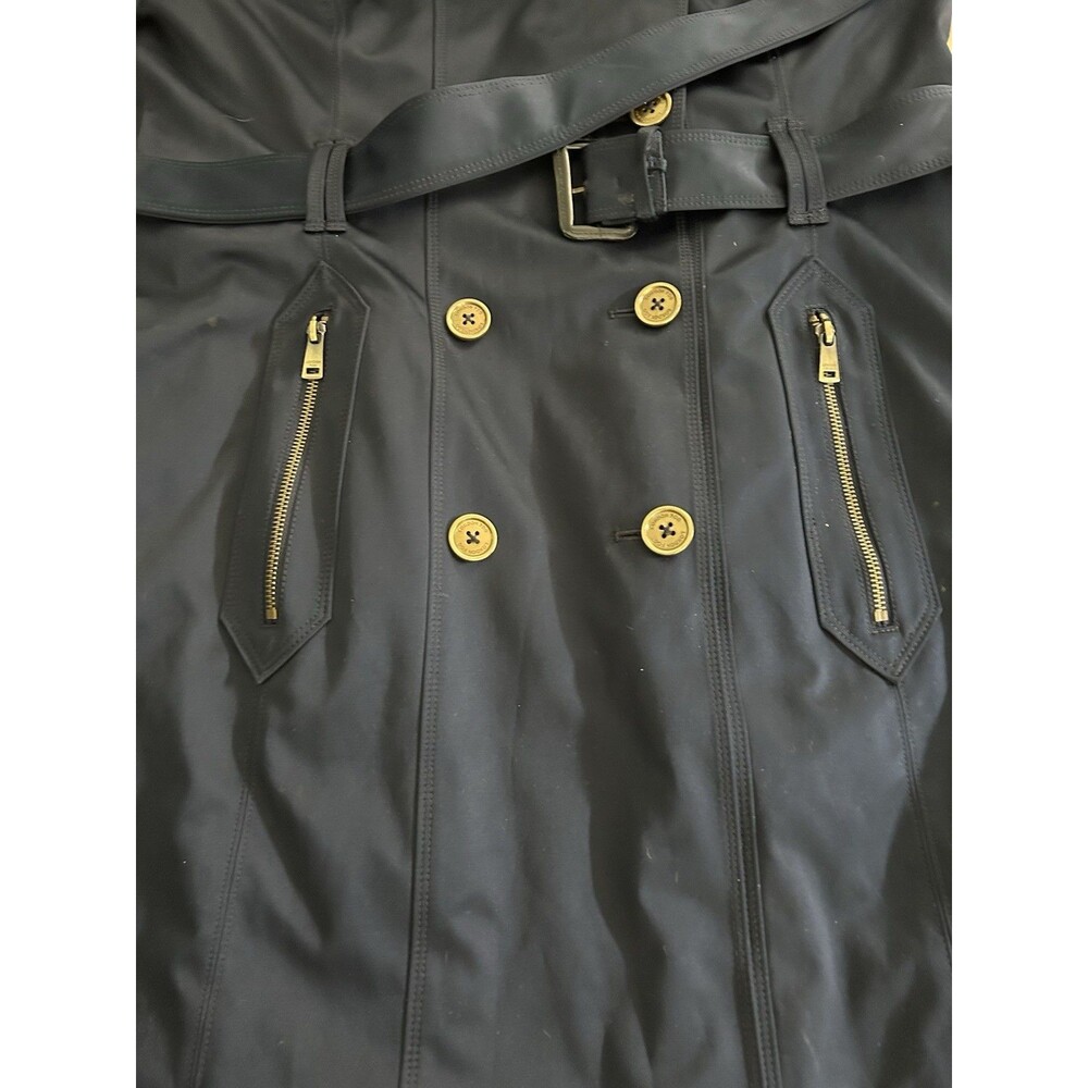 London Fog Heritage Double Breasted Belted Trench Dark Blue Satin Sheen Size L - Picture 12 of 16